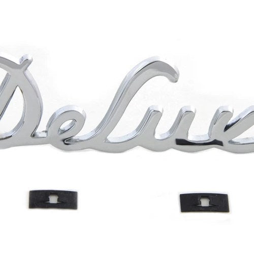 Chrome inchDeluxe inch Fender Emblem Set for Harley-Davidson