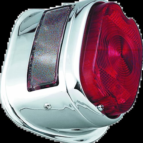 Bikers Choice For 56-72 Big Twin & XL Chrome Taillight W/Red Lens & Top