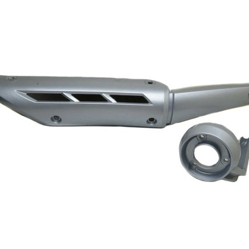 Exhaust Heat Shield Guard + End Cap Plastic Silver For Yamaha YBR125 2010-2017