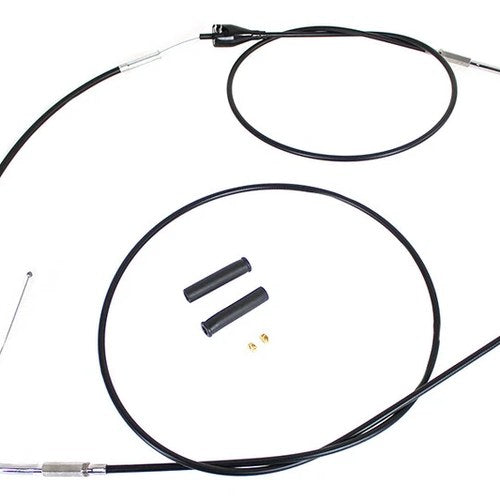 V-Twin 24303 Stainless Steel Throttle And Idle Cable Set - Black Coat For +8 In