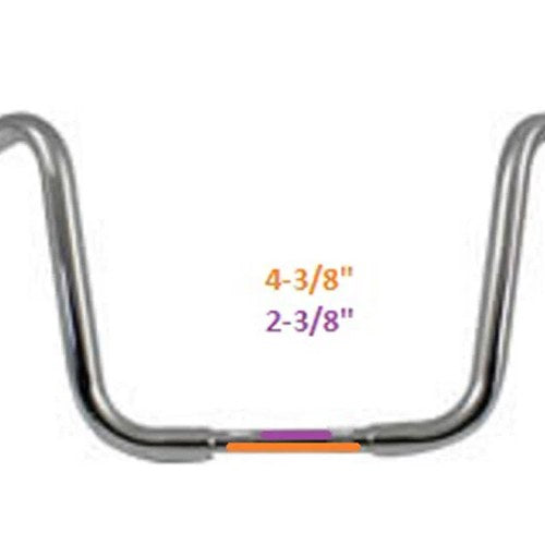 Mcm For 31-0165S 12-1/2 Inch Chrome Ape Hanger Handlebar With Indents