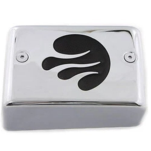 V-Twin 42-1109 Chrome Ignition Module Cover with Black Flame Design