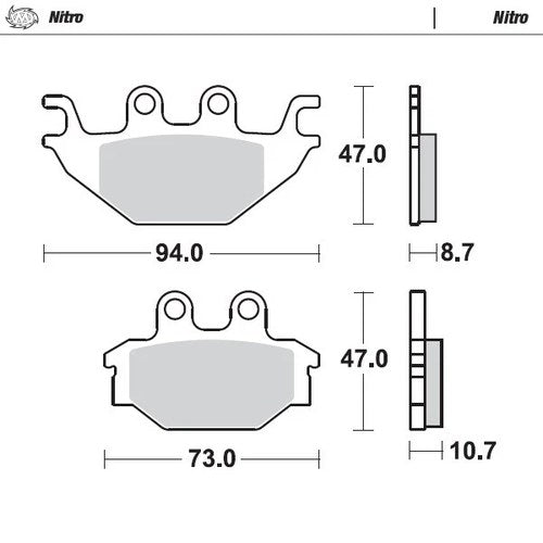 Moto Master Nitro Rear Brake Pads For Kawasaki Kvf 300 Brute Force 2012-2017