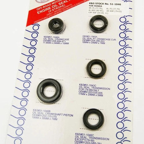 K&S Engine Oil Seal Kit Honda XR80 79-03, ATC70 73-85, C70 72-81, CL70 69-72
