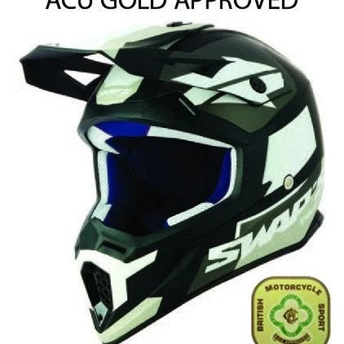 Swap'S MX Helmet XL 62 BLACK/WHITE, Acu Gold Approved
