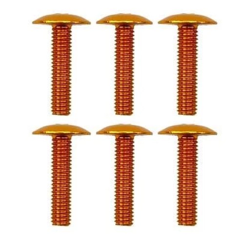 6x25 Anodized Gold Alloy Button Head Screw, Pk6