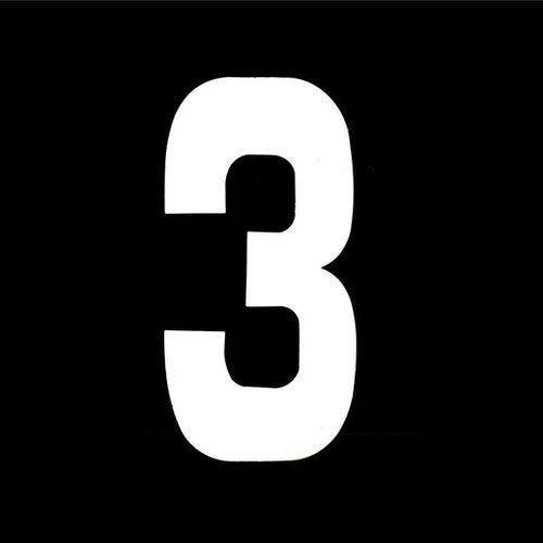 White 6" Race Numbers - 3 Three, X25, Vinyl Sticker