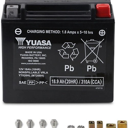 Yuasa High Performance Maintenance Free Battery YTX20HL Buell/Harley Davidson
