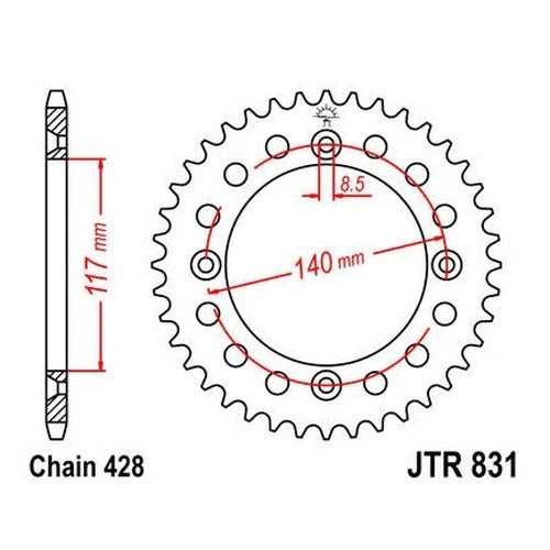 JT Steel Rear Sprocket 428 46T for Yamaha YZ80 1984,1986-1992