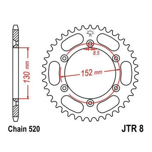 JT Steel Rear Sprocket 520 48T BMW G 450 X 2008-2010