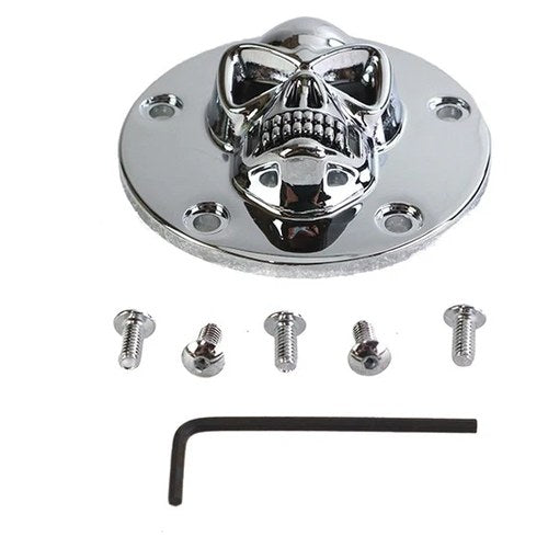 Skull Face Ignition System Cover 5-Hole Chrome for Harley-Davidson