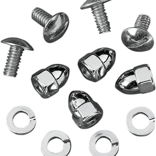DS Motorcycle License Plate Acorn Nut/Bolt Set Chrome