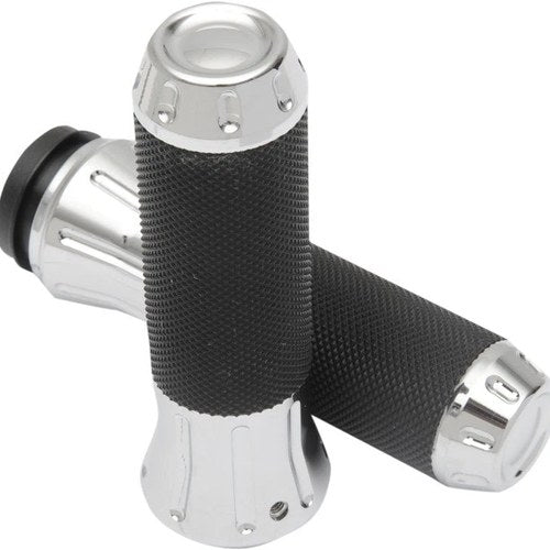 Drag Specialties Cobra Grips Black/Chrome #173927