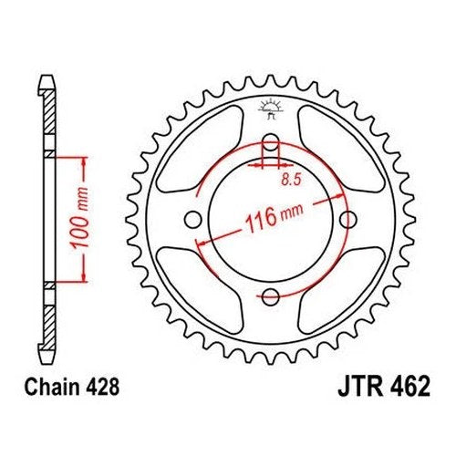 JT Steel Rear Sprocket 428 51T for Kawasaki/Suzuki KX100/KX85/KLX140L/RM100/KX80