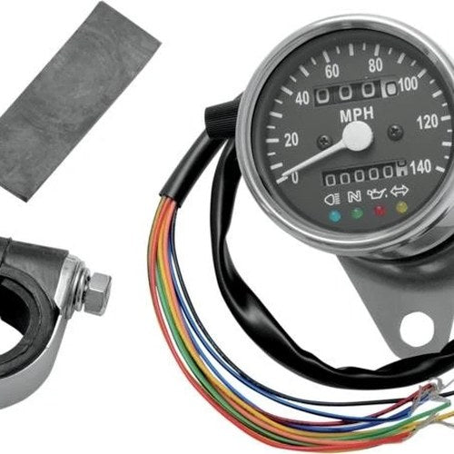 DS 2.4" Mini Mechanical Speedometer With LED 2:1 Black Face Harley Davidson