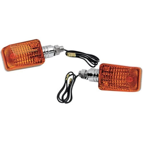 K&S DOT Mini-Stalk Turn Signal Set Single Filament Chrome Amber