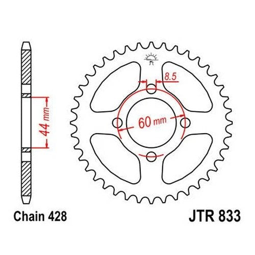 JT Steel Rear Sprocket 428 49T fits Yamaha TT-R125 2000-2001