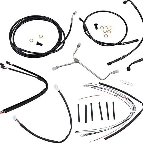 Burly Handlebar Cable/Line Kit for 16" Hangers w/o ABS Black #B30-1174