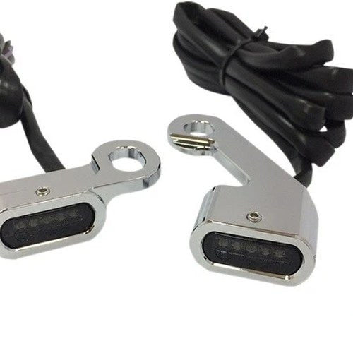 DS LED Handlebar Marker Lights Chrome Smoke Lens Harley w/Mechanical Clutch
