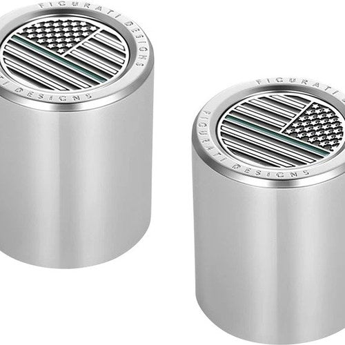 Figurati Designs Short/Fat Docking Hardware Covers US Flag Green Line Polished