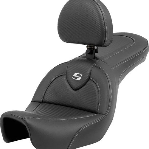 Saddlemen RoadSofa CF Seat With Backrest #284658 Harley Davidson Dyna