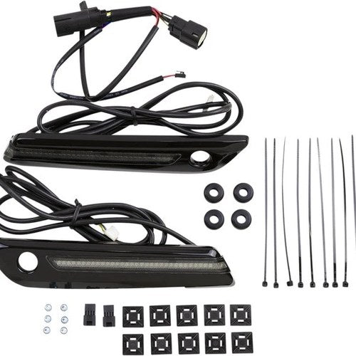 Ciro LED Lighted Saddlebag Hinge Covers Black Smoke Lens #40071 Harley Davidson