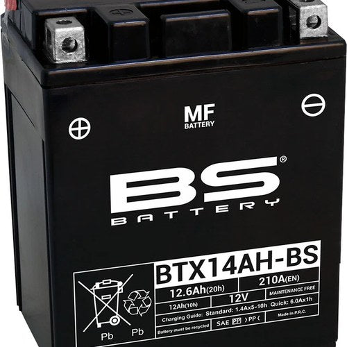 BS Battery Maintenance Free Battery BTX14AH-BS #300606 for Indian/Suzuki/Victory