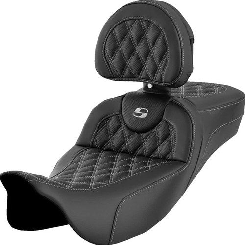 Saddlemen RoadSofa LS Ext. Reach Seat With Backrest Silver Stitch #284800