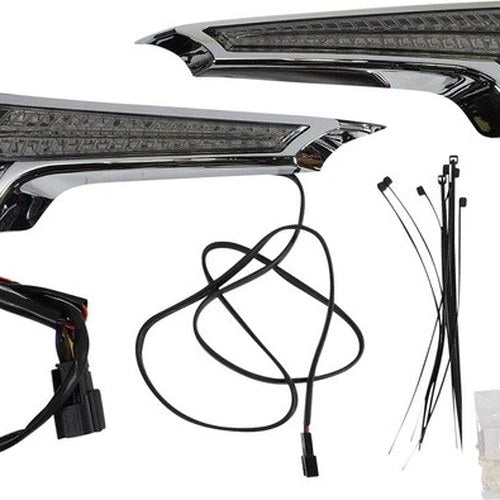 Ciro Filler Panel Fascia Lights Chrome/Smoke #40045 Harley Davidson