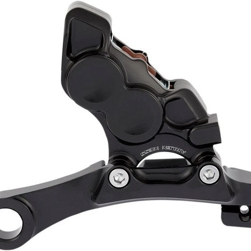 Arlen Ness Tech 4 Piston Rear Brake Caliper with Mounting Bracket Black #02-305