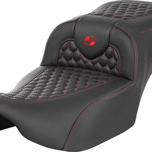 Saddlemen RoadSofa HC Ext. Reach Seat Red Stitch #284993 Harley Davidson