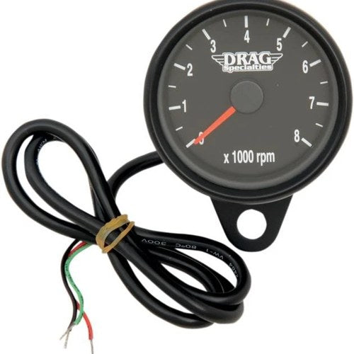 DS Mini Electronic Tachometer w/LED & Orange Needle 2.4" Matte Black