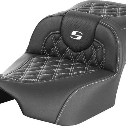 Saddlemen RoadSofa LS Ext. Reach Seat White Stitch #284971 Harley Davidson
