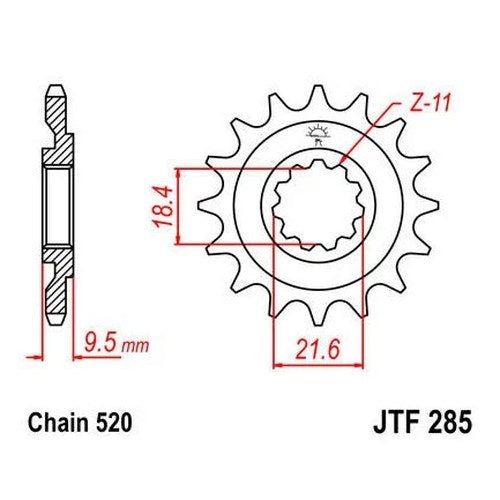 JT Front Sprocket 520 14T #JTF285.14 for Honda CR500R/CR250R 1986-1987
