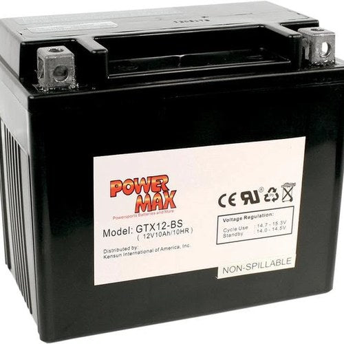Power Max Maintenance-Free Battery YTX12-BS #GTX12-BS for Motorcycles