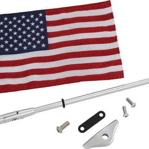 Show Chrome Trunk Mount Folding Flag Pole Black #52-973BK for Honda Goldwing
