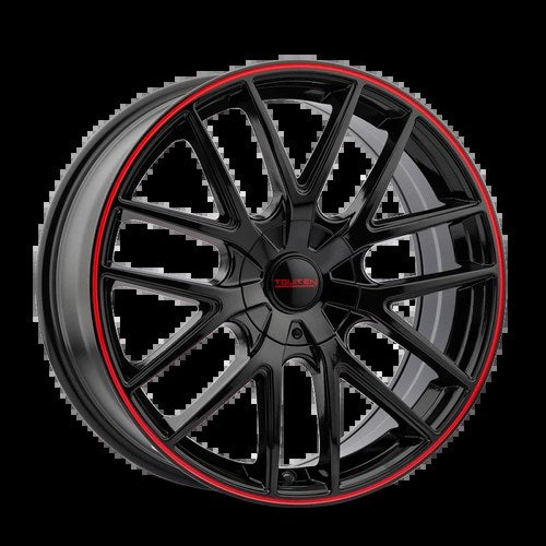 Touren 3260 TR60 16x7 Gloss Black Wheel with Red Ring for 5x100/114.3 Vehicles
