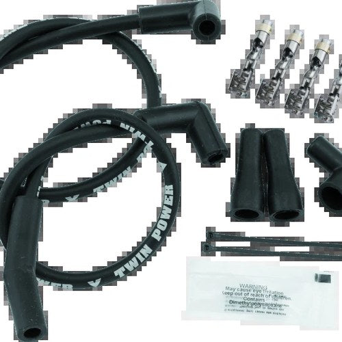 TwinPower Universal Custom Fit Black Ignition Wire Set for V-Twin Motorcycles