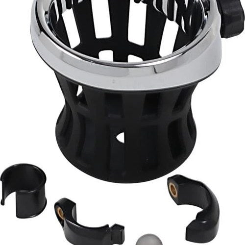 Ciro Drink Holder with Mount Chrome & 7/8 & 1" Black Clamp
