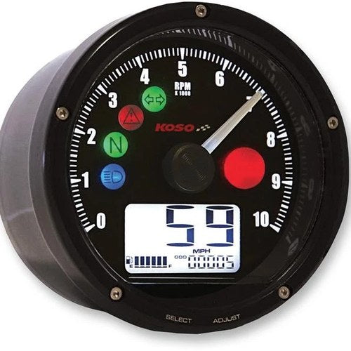 Koso Tnt Multifunction Tachometer/Speedometer with Black Face