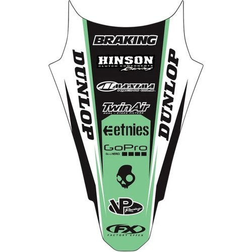 Factory Effex Rear Fender Graphics Kit Green #19-32120 Kawasaki KX250/KX125