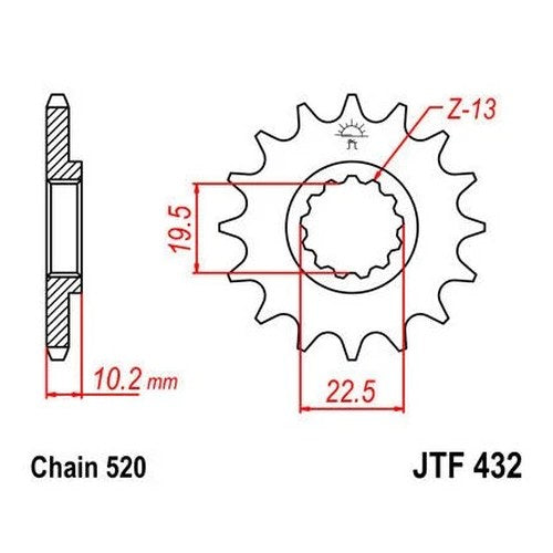JT Self Cleaning Front Sprocket 520 13T #JTF432.13SC for Suzuki