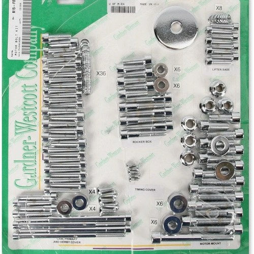 Gardner-Westcott Socket-Head Motor Bolt Set Chrome Steel P-96-77 Harley Davidson