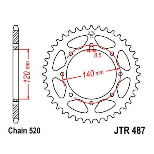 JT Steel Rear Sprocket 520 43T #JTR487.43 Kawasaki KLR650/KLX650C/KL650B Tengai