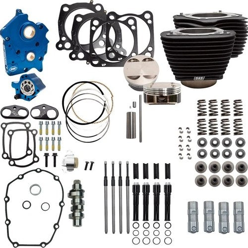 S&S 124" Oil Cooled Power Pack Chain Drive & Non-Highlighted Fins/Black Pushrods