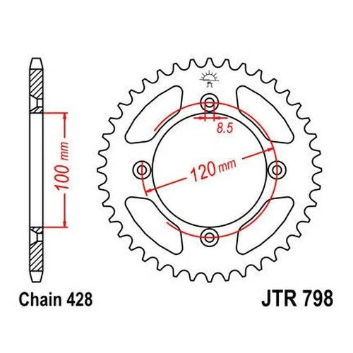 JT Steel Rear Sprocket 428 44T fits Suzuki RM80 1984-1985