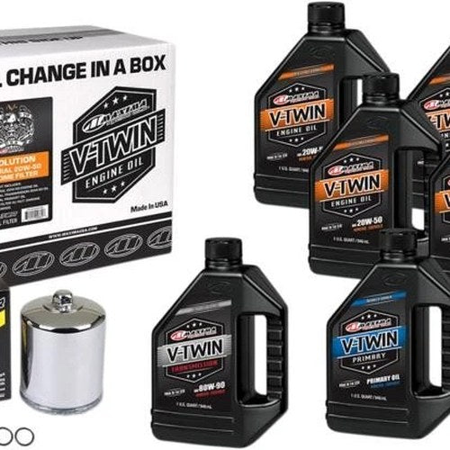 Maxima Oil Change in a Box Conventional Oil Kit Chrome Harley Evolution Big Twin