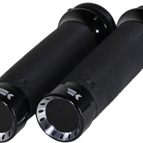 Khrome Werks Custom Contour Turbine Tip Grips Black #500220 Harley Davidson