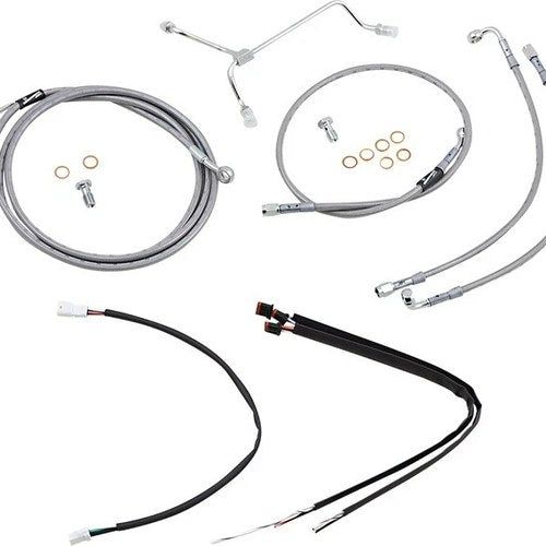 Burly Handlebar Cable/Line Kit for 14" Hangers w/o ABS Stainless #B30-1164