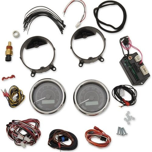 Dakota Digital MXV-8K Analog/Digital Two-Gauge Chrome Black/Gray MVX-8200-KG-C